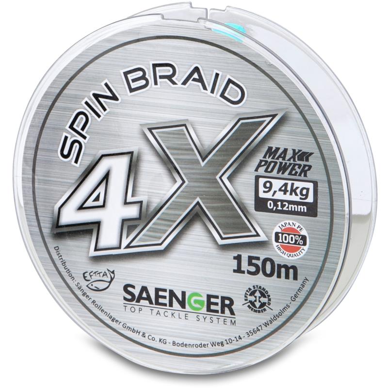 SÄNGER 4 X Spin Braid 0,12mm 9,4kg 150m Light Grey