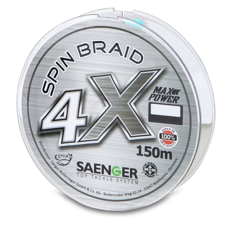 SÄNGER 4 X Spin Braid 0,18mm 14,6kg 150m Light Grey